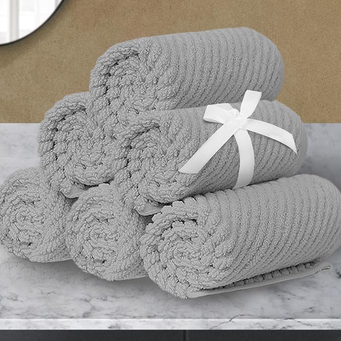 VOOVA & MOVAS Grey Washcloths 6PC by VOOVAMOVAS