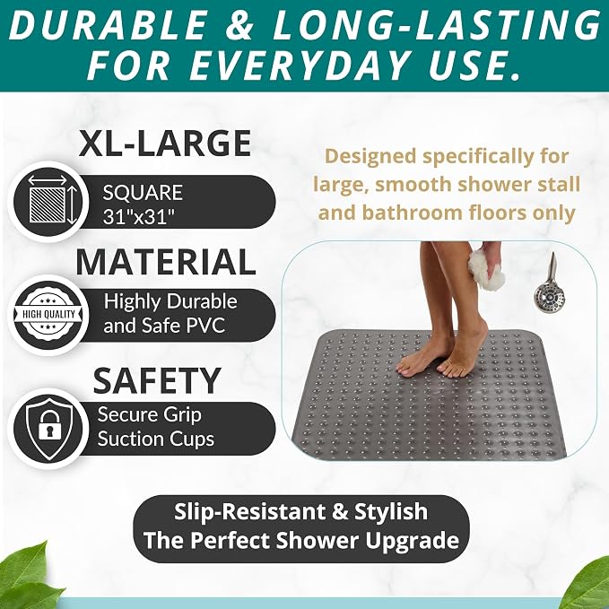 ENKOSI Extra Large Square Non Slip Shower Mat - Image 3