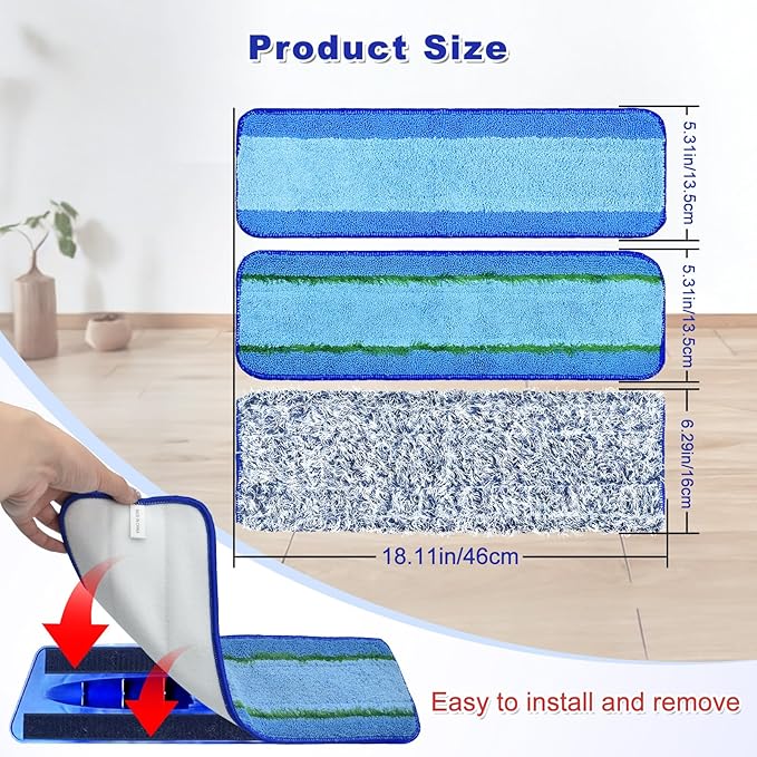 6 Pack Microfiber Cleaning Replacement Pad - Image 3