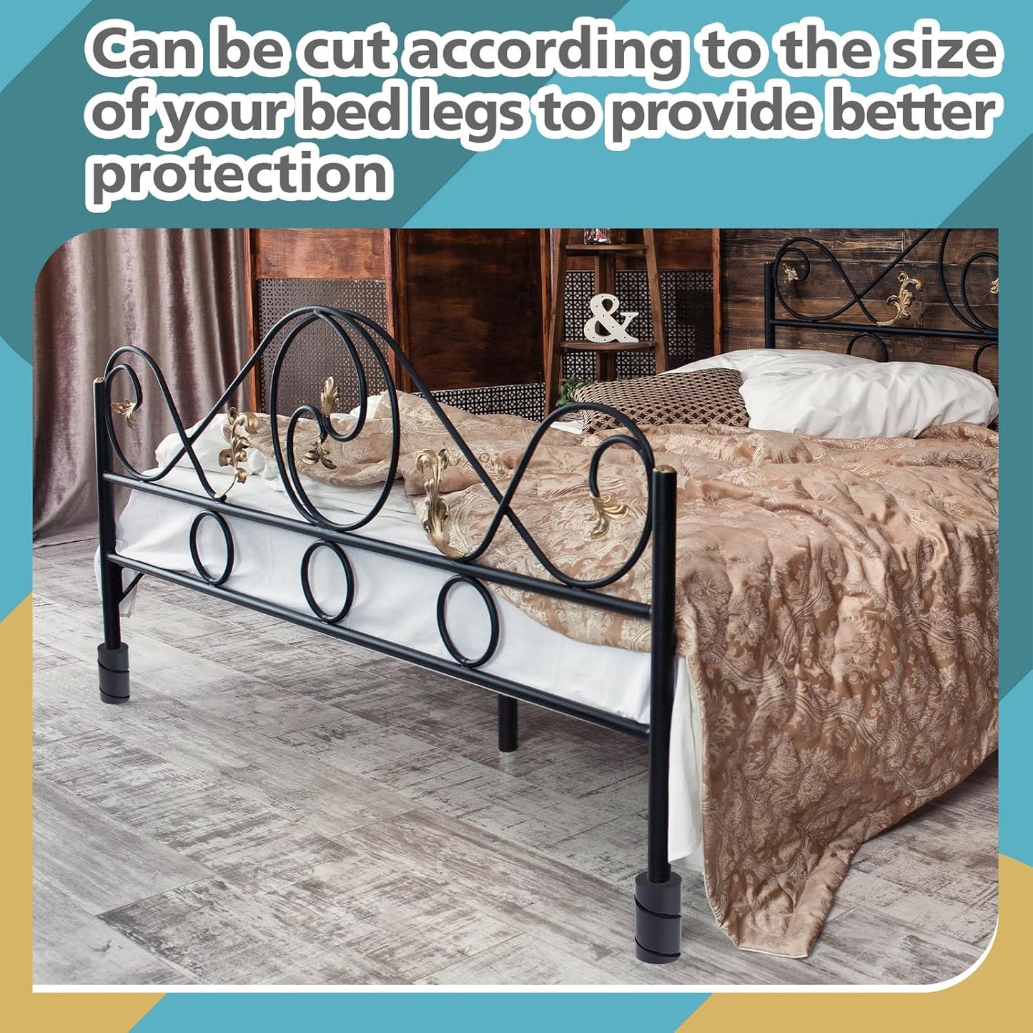 ReliThick 4 Pcs Bed Frame Toe Protectors 6" Bed Frame Leg Covers Feet Protectors to Keep Your Toes from Hard Furniture Legs Corner Guards, No Adhesive or Glue (Black)