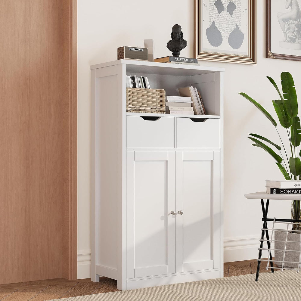 Shintenchi Floor Storage Cabinet, Bathroom Storage Organizer with Doors and D...