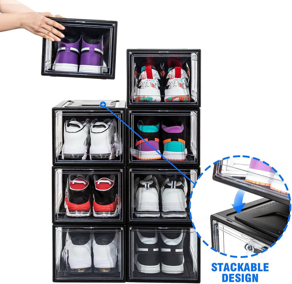 12 Pack Shoe Boxes, Clear Acrylic Plastic Shoe Boxes Stackable, Space-Saving ...