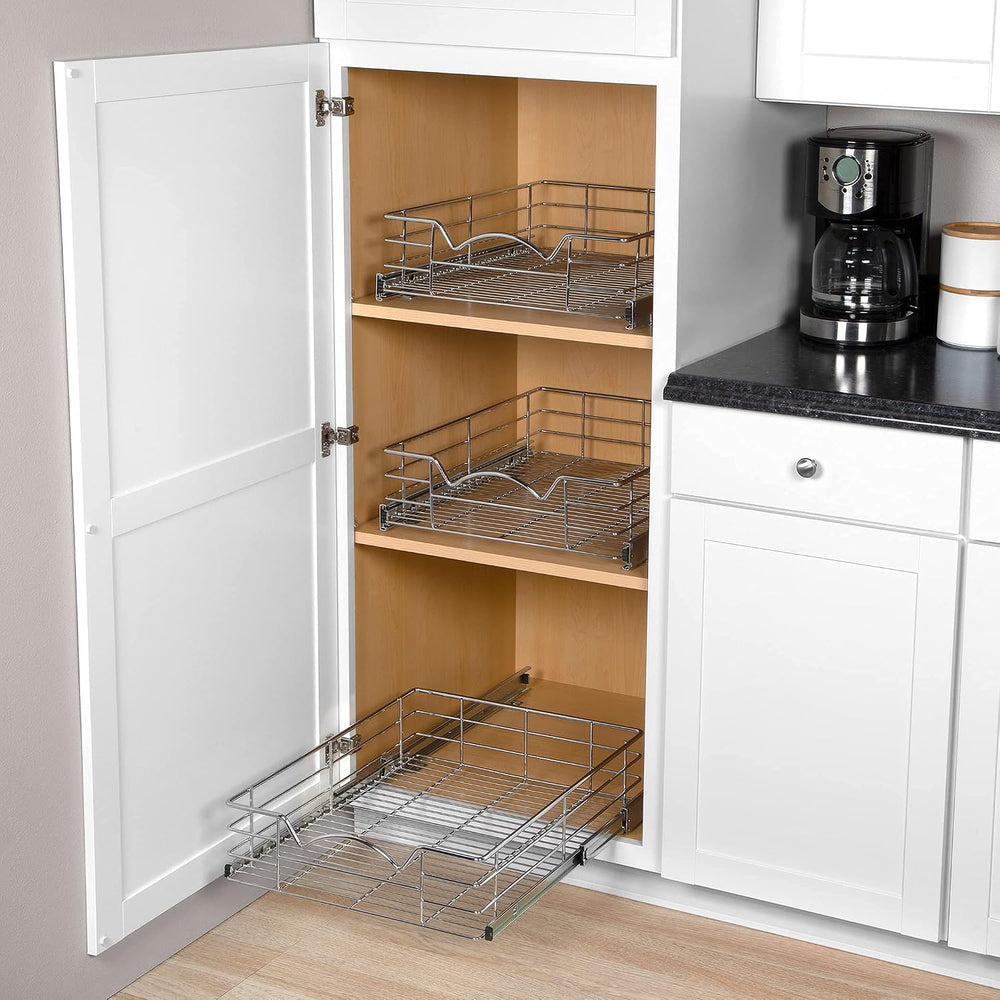 HOLDN’ STORAGE Premium Pull out Pantry Cabinet Organizer with Plastic Liner, ...