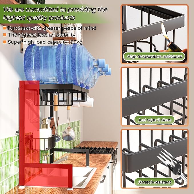 Over The Sink Dish Drying Rack, Expandable Height and Length, 2 Tier Large - Image 3