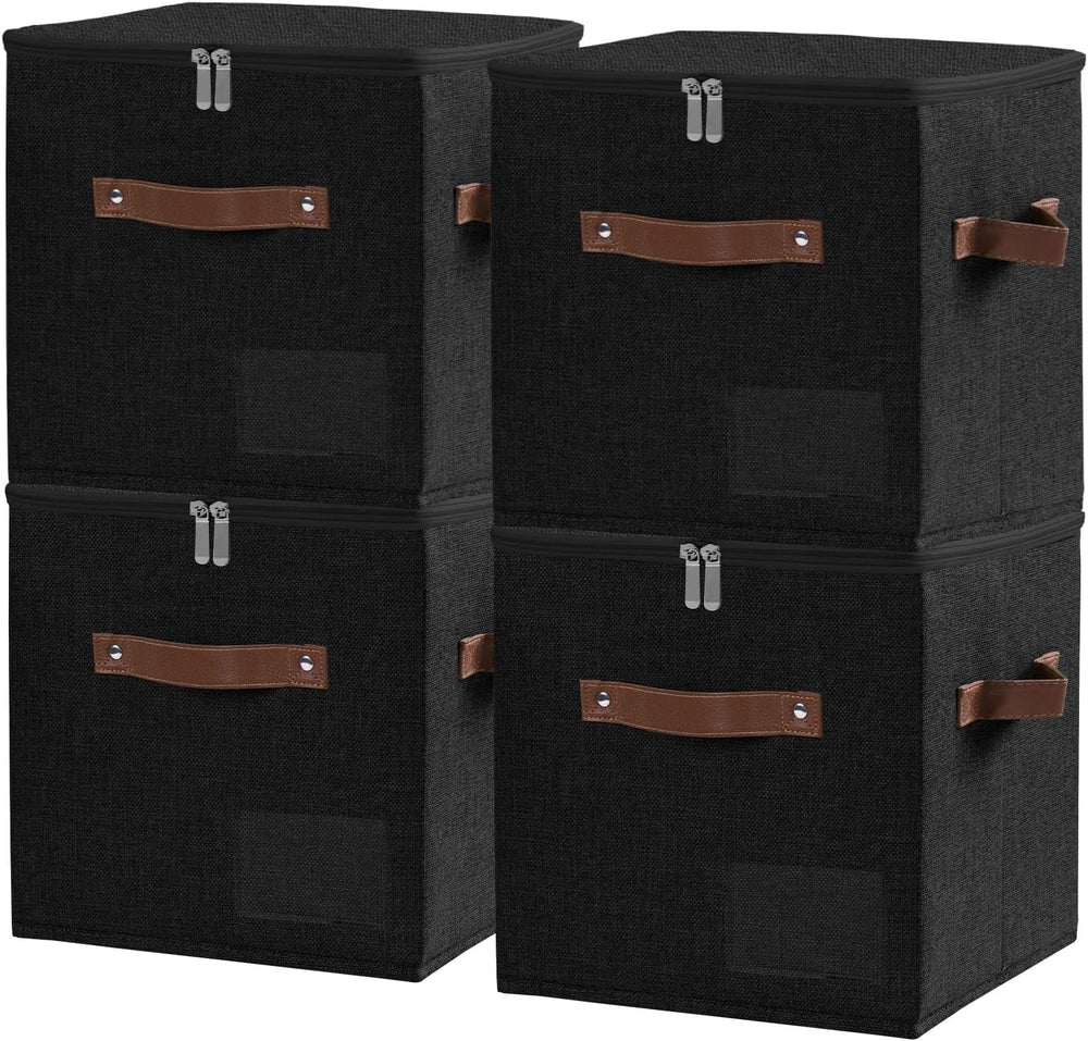 11inch Storage Cubes with Zipper Lid 4 Pack Fabric Lidded Storage Boxes