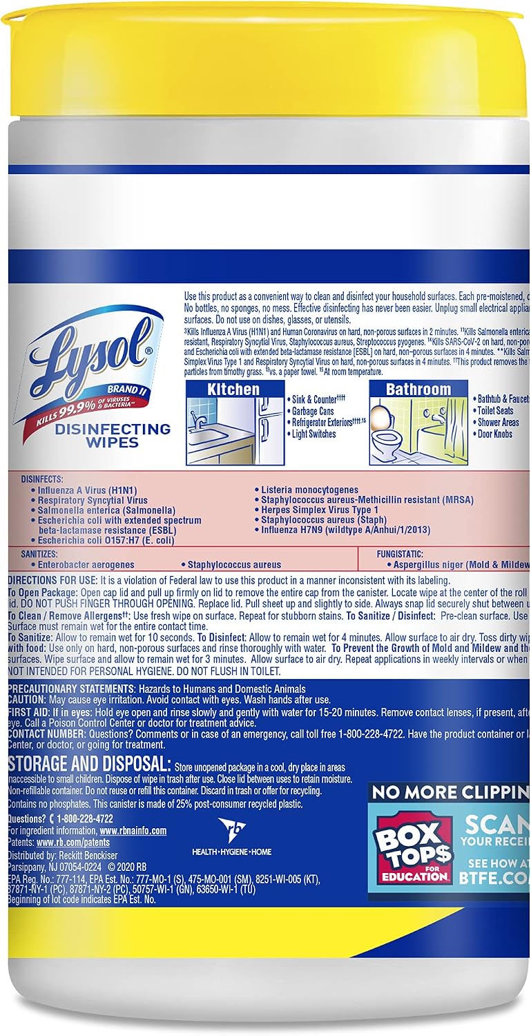 Lysol Disinfectant Wipes, Multi-Surface Cleaning Wipes, For Disinfecting and Cleaning, Lemon and Lime Blossom, (1 Pallet of 75 Packs, 450 Count Total)