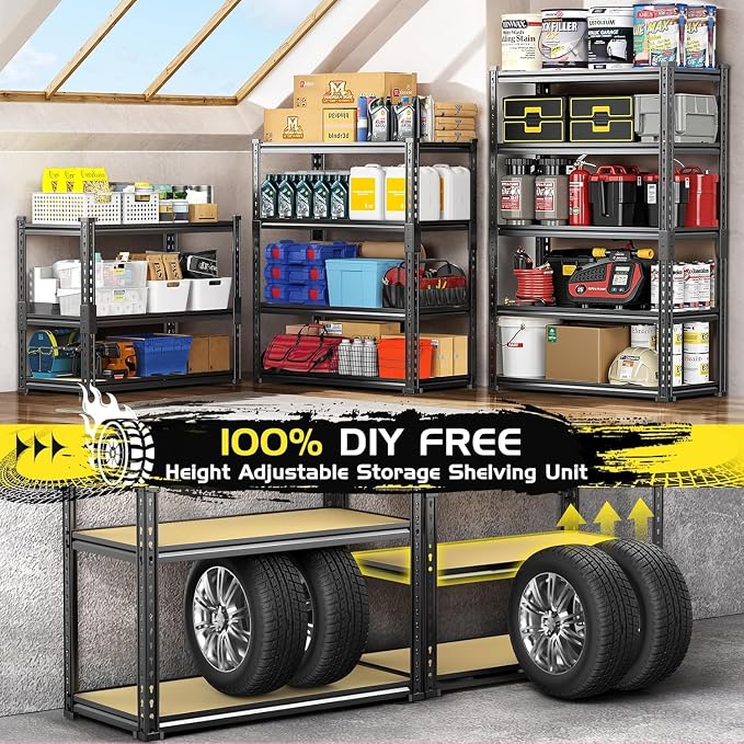 TigerParty 2050LBS Heavy Duty Garage Shelving, 5-Tier Adjustable Storage Shelves - Image 6