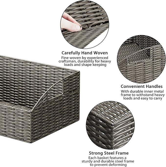 Ollieroo Rattan Storage Baskets, Handwoven Wicker Storage Bins - Image 3