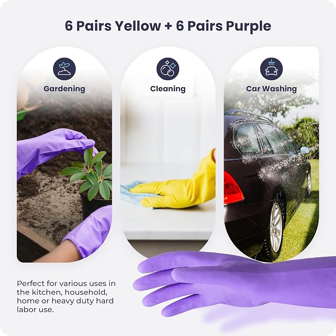 FMP Brands 3/6/12/60 Pairs Cleaning Gloves, Waterproof Rubber Gloves - Image 2