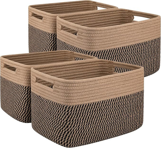 OIAHOMY 4 Pack Storage Baskets for Organizing, Basket for Shelves by MasterofSpaceOptimization
