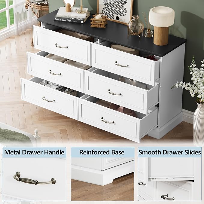 6 Drawer Dresser for Bedroom, Rustic Farmhouse Dresser - Image 5