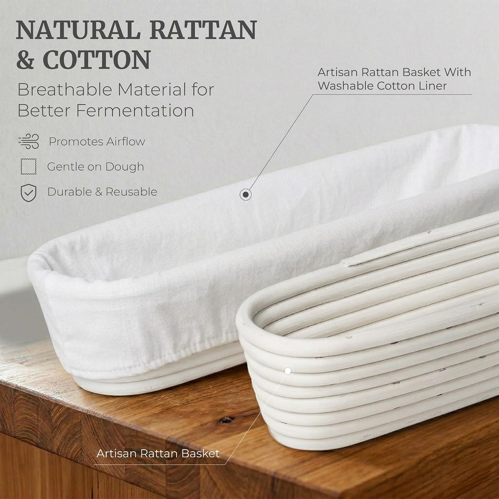15 Inch Baguette Proofing Basket Set of 2 for Sourdough & French Bread
