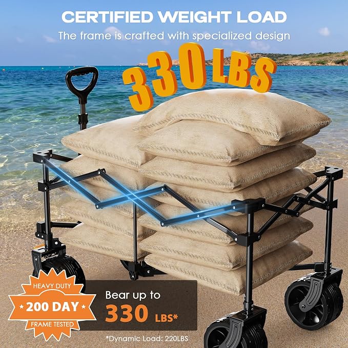 Collapsible Wagon Cart Heavy Duty Foldable, Folding Beach Wagon - Image 4
