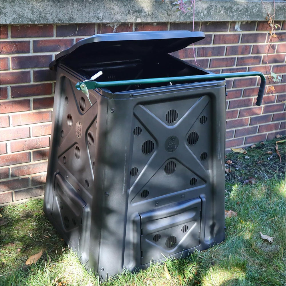 Redmon Outdoor Compost Bin with Lift Off Lid, 4-Door Access & Vent Holes,...