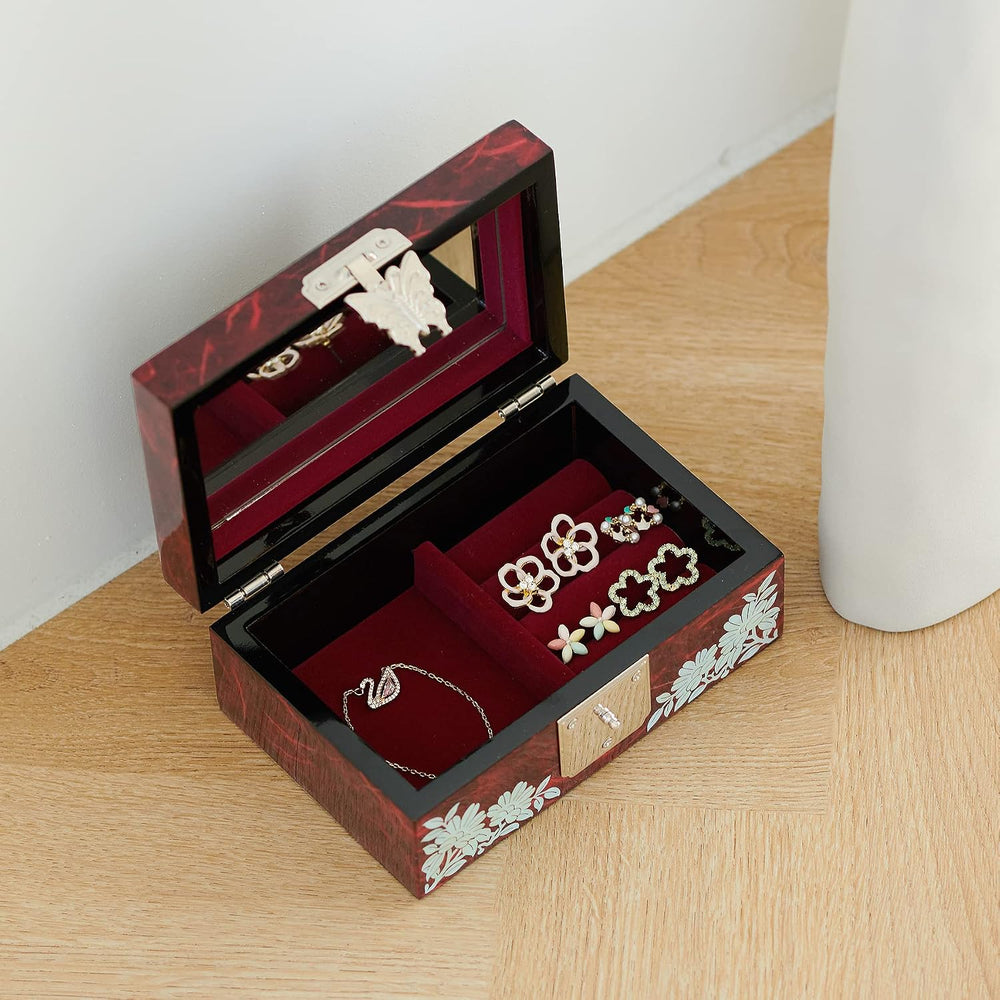 MADDesign Mother of Pearl Ring Earring Jewelry Box Peacock Design