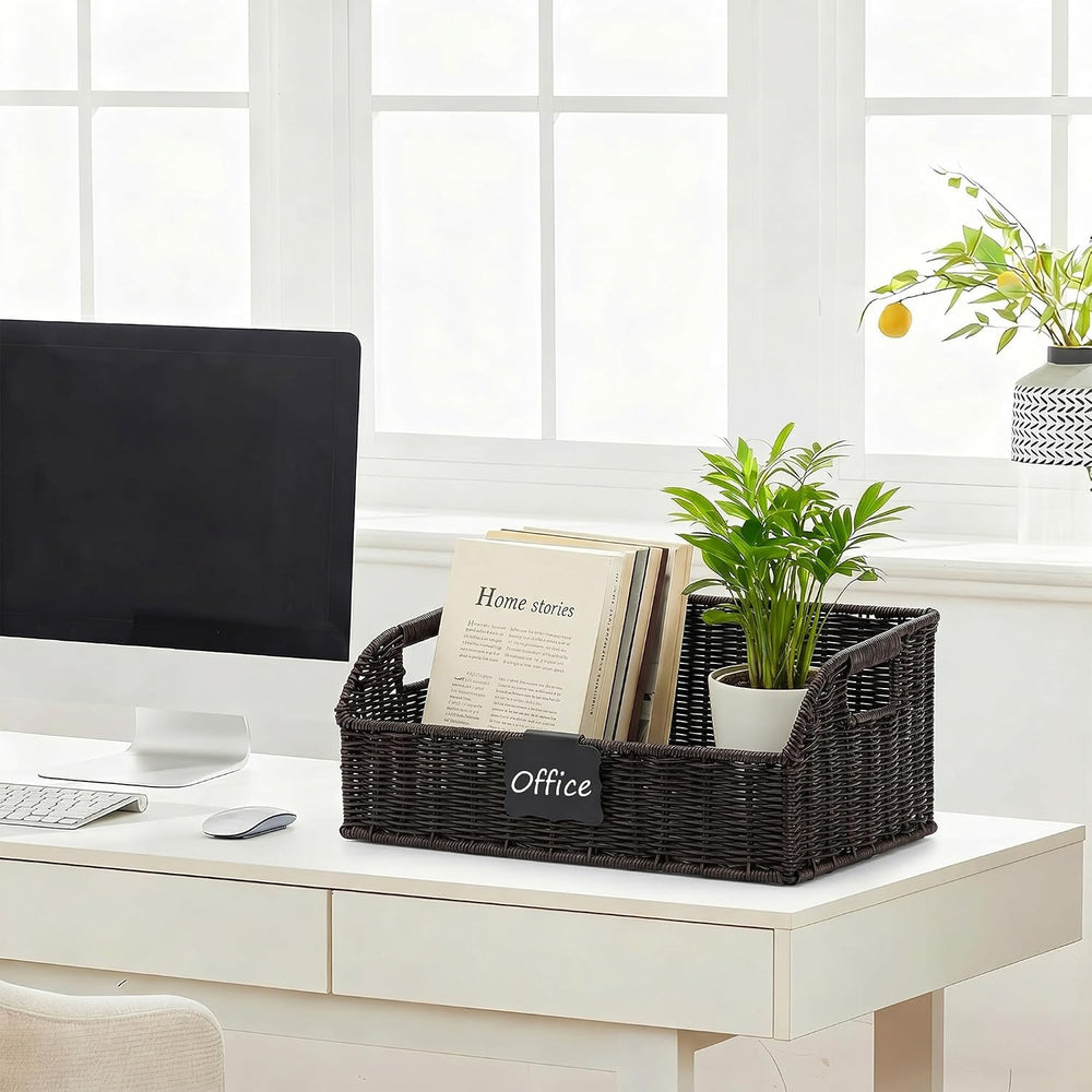 Pantry Baskets for Organizing,Wicker Storage Organizers,3Pack,Black