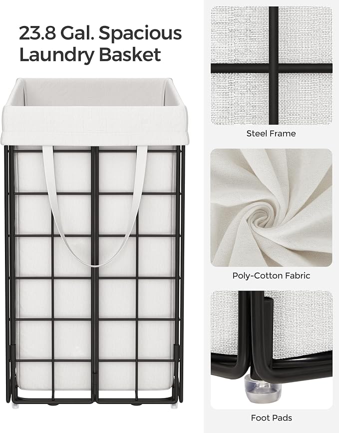 SONGMICS Laundry Hamper, 23.8 Gal. Laundry Basket, Collapsible Clothes Hamper - Image 6