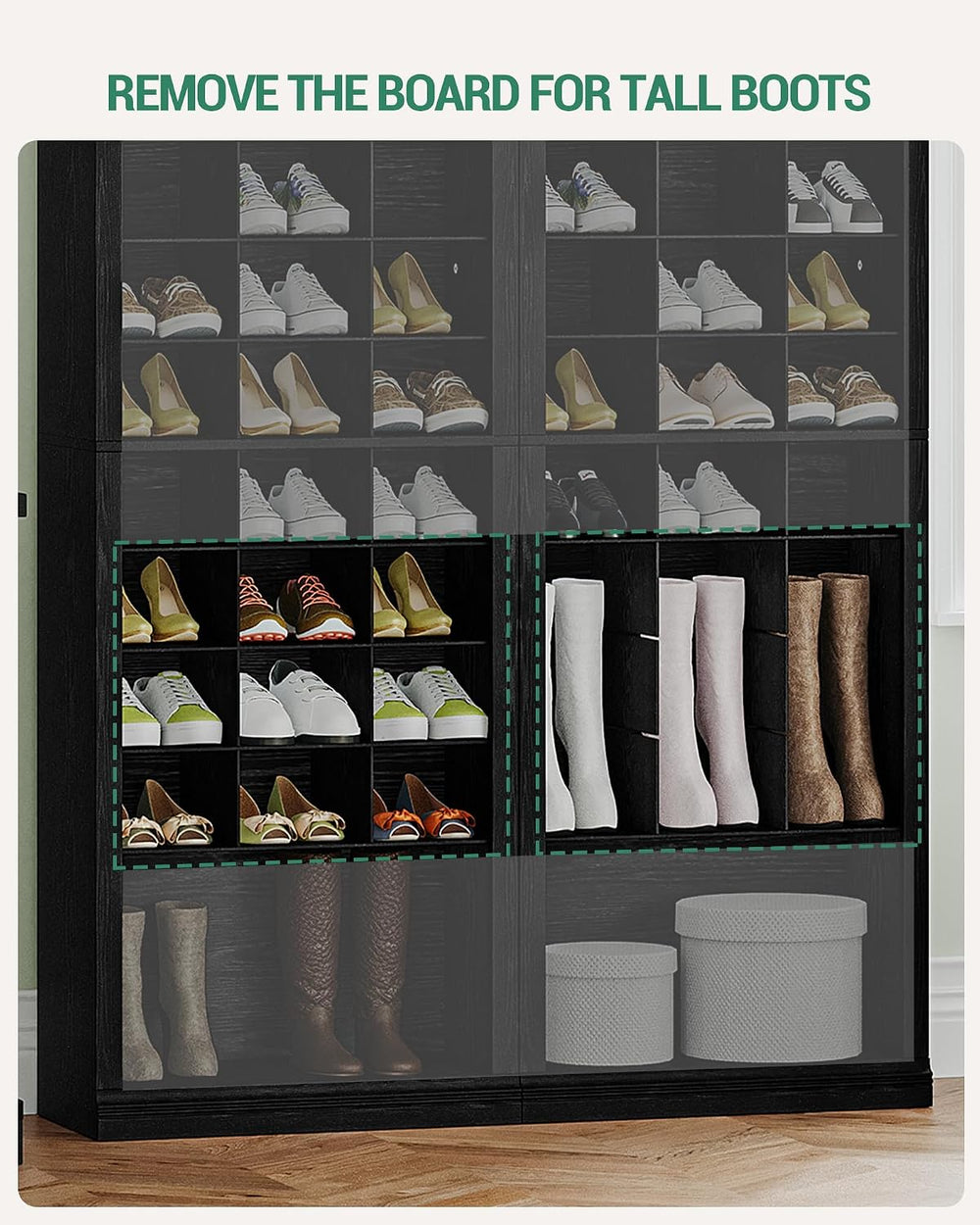 Hzuaneri 11 Tiers Shoe Storage Cabinet, Tall Shoes Cabinet with Cubby