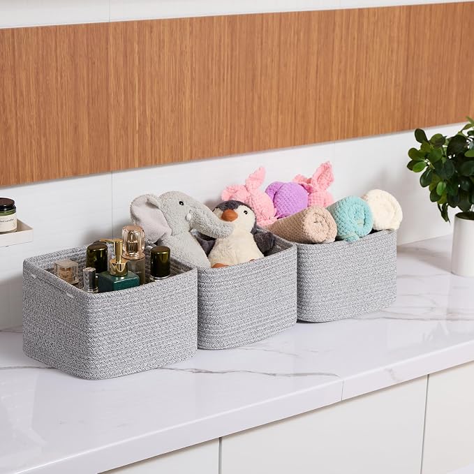 Small Organizing Baskets for Cubes Shelf, 9.7x9.7x7.1 Inch Rope Woven Storage - Image 6