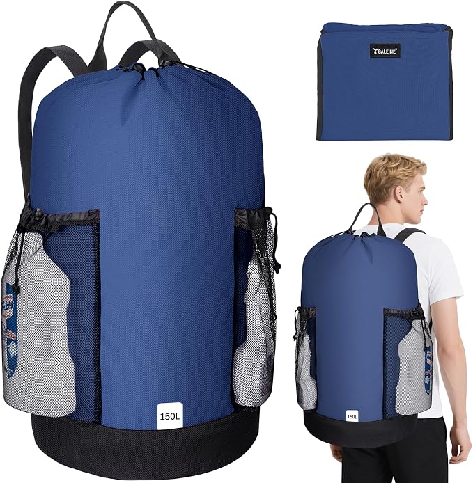 BALEINE 150L Laundry Bag Backpack, 900D Oxford Fabric Large Travel Laundry Bags by BALEINE