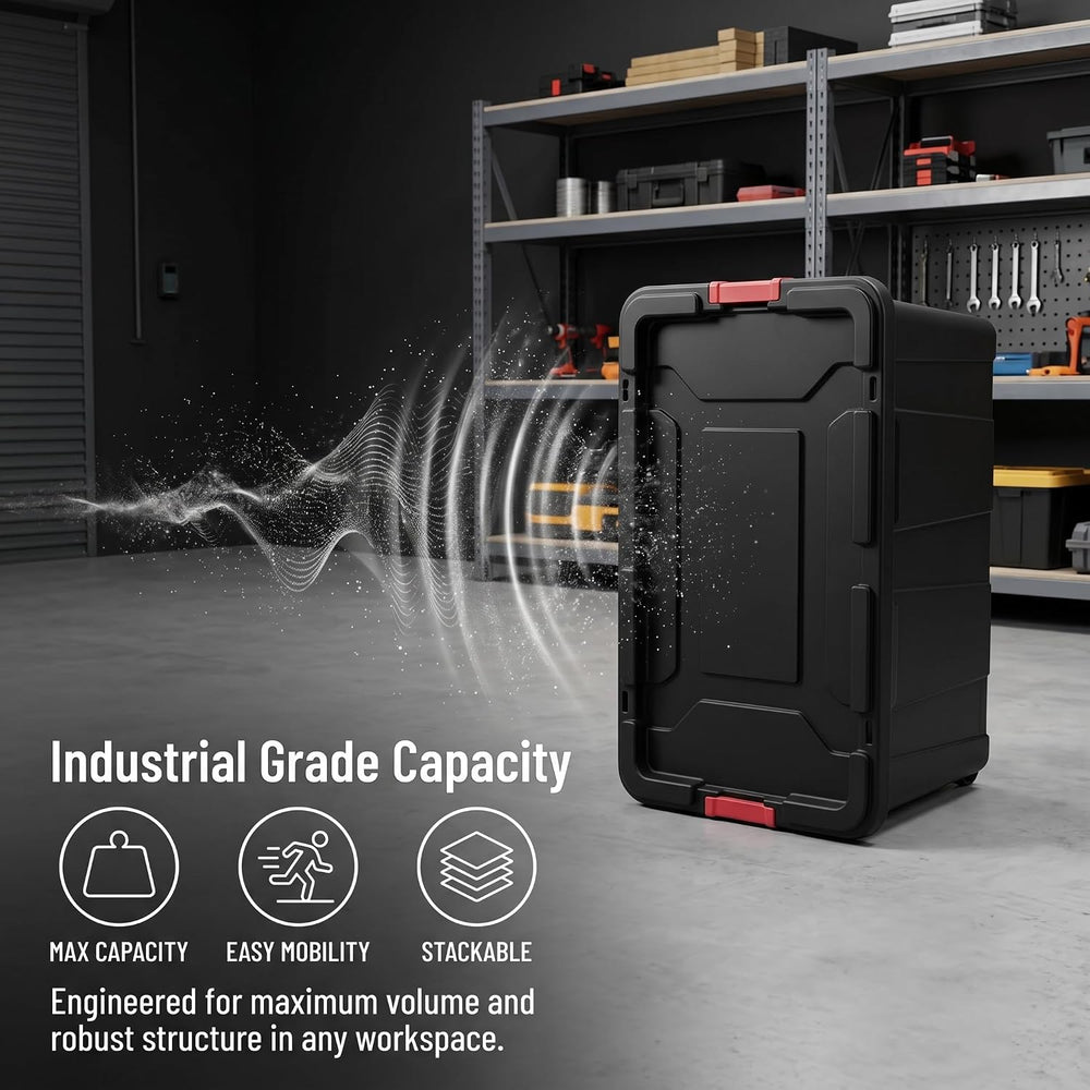 2 Pack 40 Gallon Heavy Duty Industrial Storage Bin with Wheels、 Lid、Handle