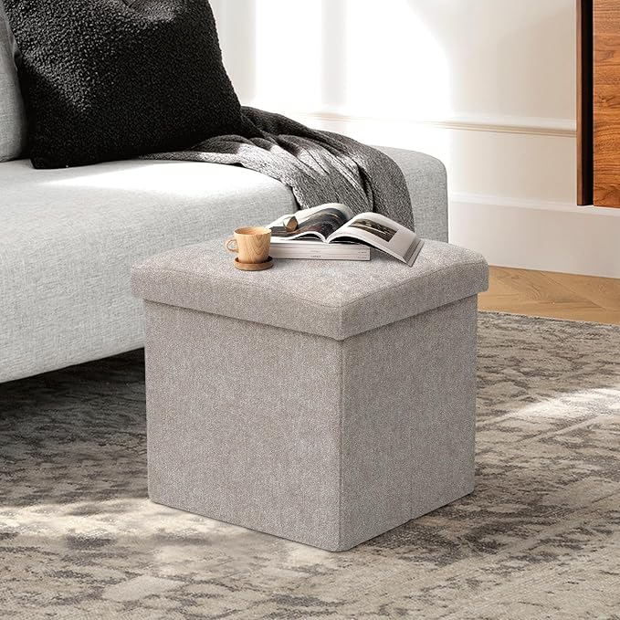 Athena Collection 15" Storage Ottoman Bench Folding Bench - Image 2