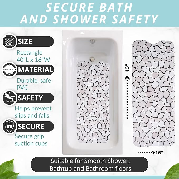 ENKOSI Bath Mat – Large 40 x 16 Inch Non-Slip Bathtub Mat - Image 3