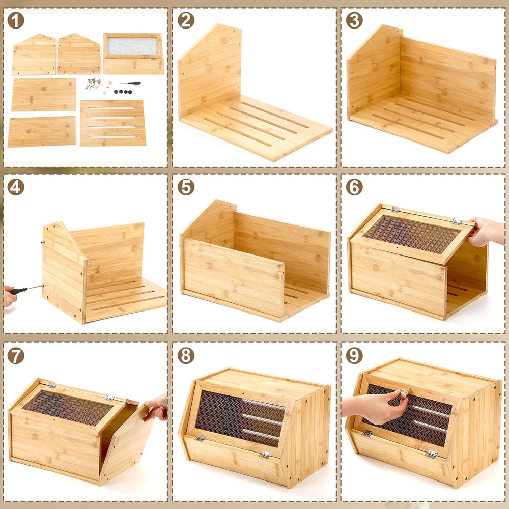 Thyle Bamboo Pantry Organizer and Containers Potato and Onion Storage Bin wit...