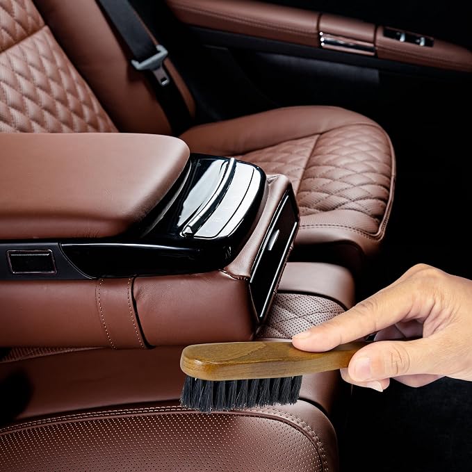 TAKAVU Leather & Upholstery Cleaning Brush Set, 100% Black Boar Bristle - Image 6