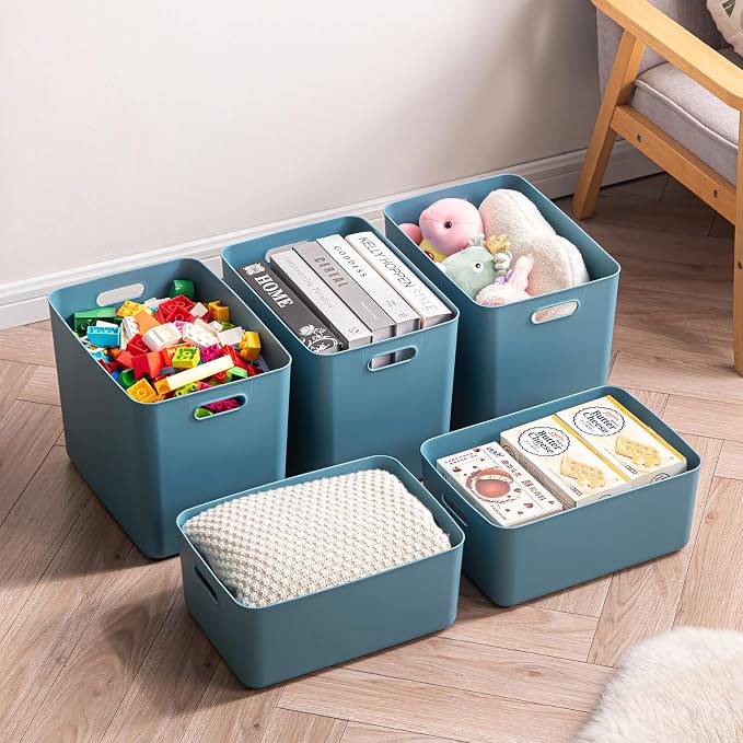 Plastic Storage Bins with lids, Storage Baskets, Container with handle - Image 6