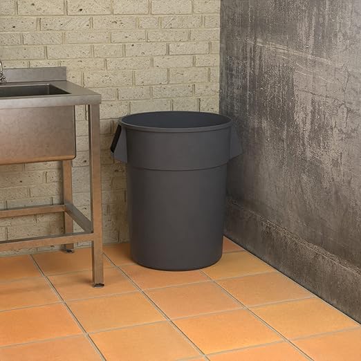 55 Gallon Gray Round Commercial Trash Can - Image 4