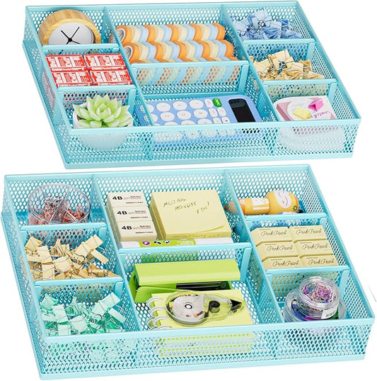 Marbrasse 2 Pack Desk Drawer Organizer, Mesh Drawer Organizer Tray by Marbrasse