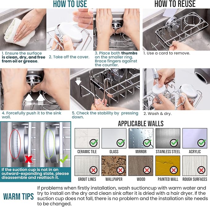TAILI 4-in-1 Sponge Holder for Kitchen Sink - Image 4