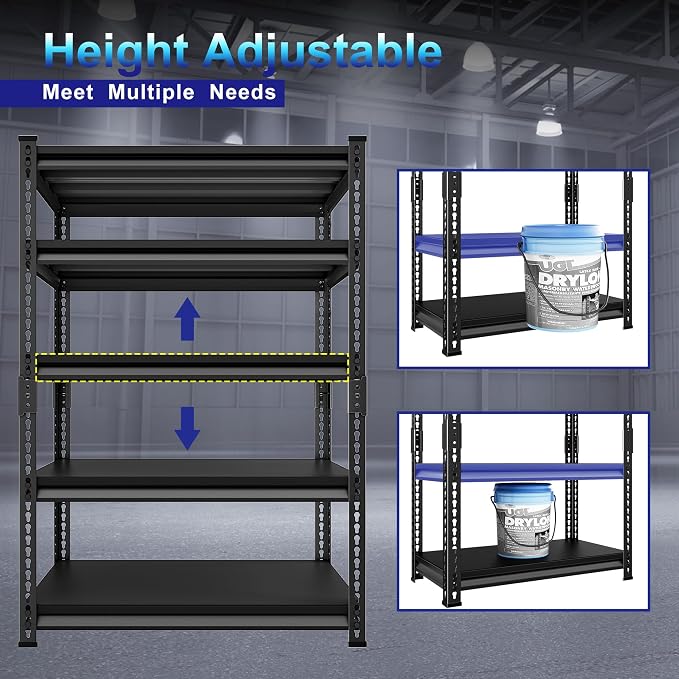 Adjustable Garage Storage Shelves, Metal Industrial Utility Shelf - Image 6
