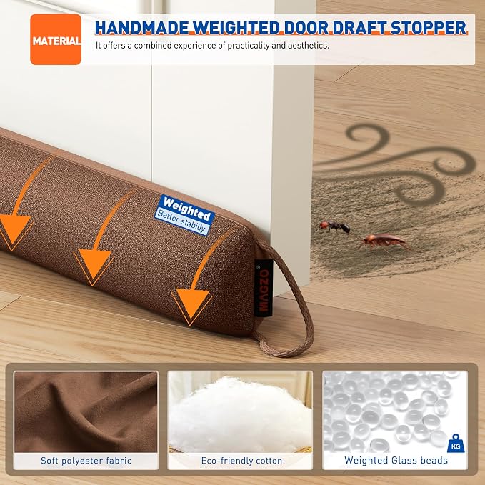 MAGZO Door Draft Stopper, 34 Inch Under Door Draft Blocker Noise Stopper - Image 2