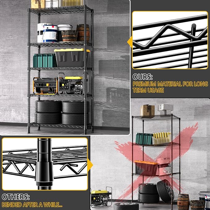 1250 lbs 5 Tier Shelf Metal Storage Shelves Shelving Wire Rack Heavy Duty - Image 5