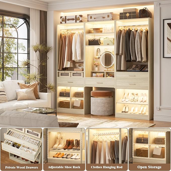 Unikito 75” Modular Closet System, Freestanding Closet Organizer - Image 5