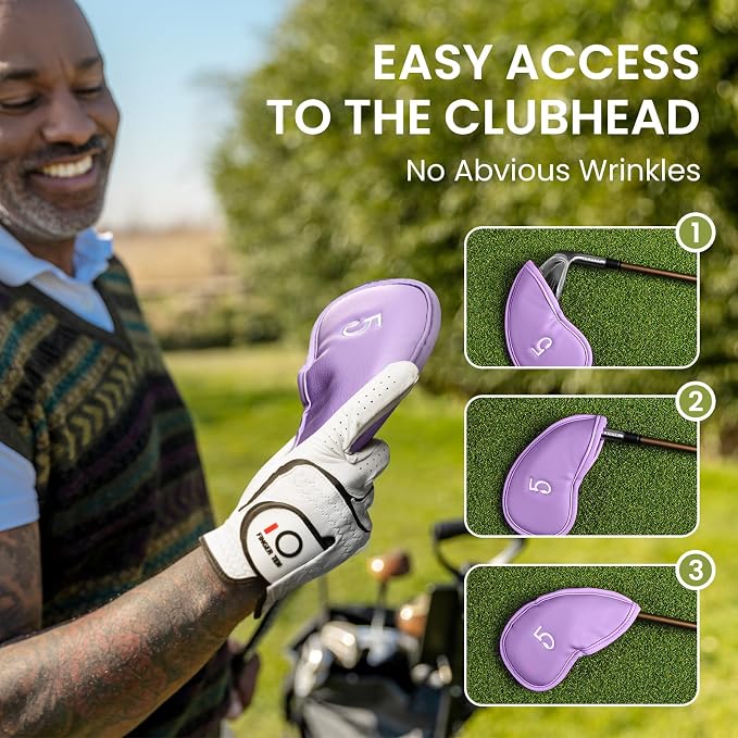FINGER TEN Premium Synthetic Leather Stylish Iron & Wedge Golf Head Covers - Image 4