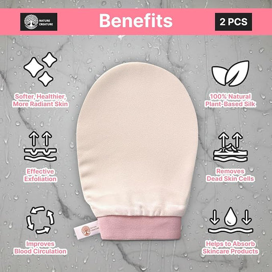 – Vegan Silk Exfoliating Glove for Face, and Hands | Natural Body Scrubber for - Image 2