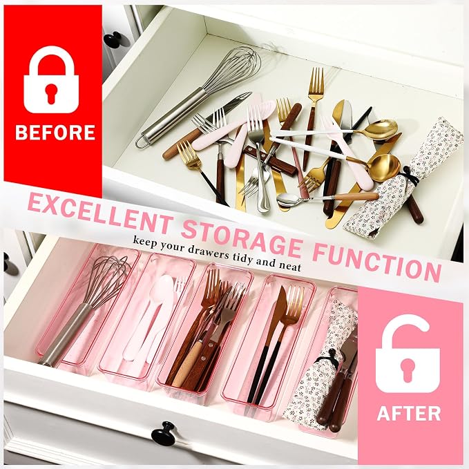 Maitys 12 Pcs Vanity Drawer Organizer 9 x 3 x 2 Inches Clear Plastic Utensil - Image 4