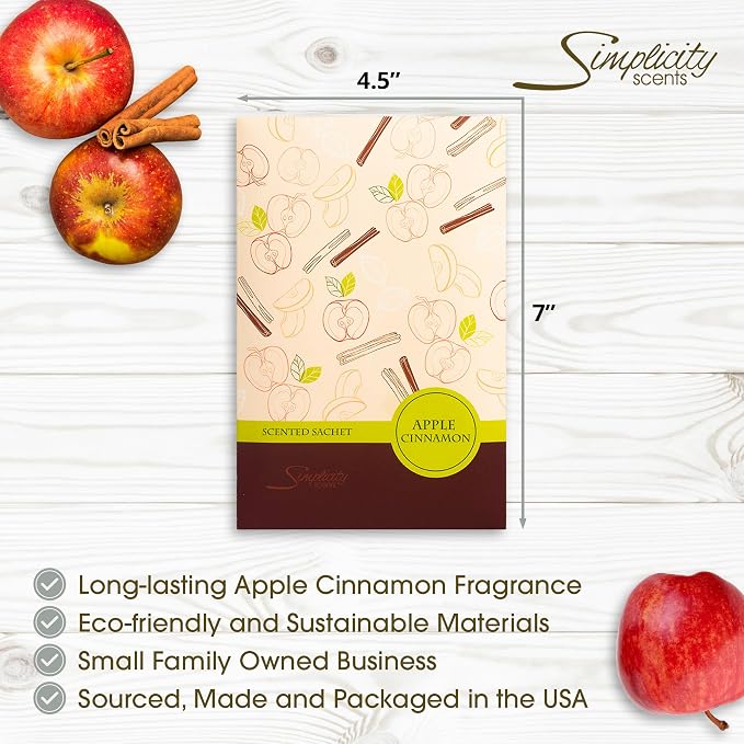 Simplicity Scents Apple Cinnamon Scented Sachets Pack of 3, Fall & Winter - Image 3