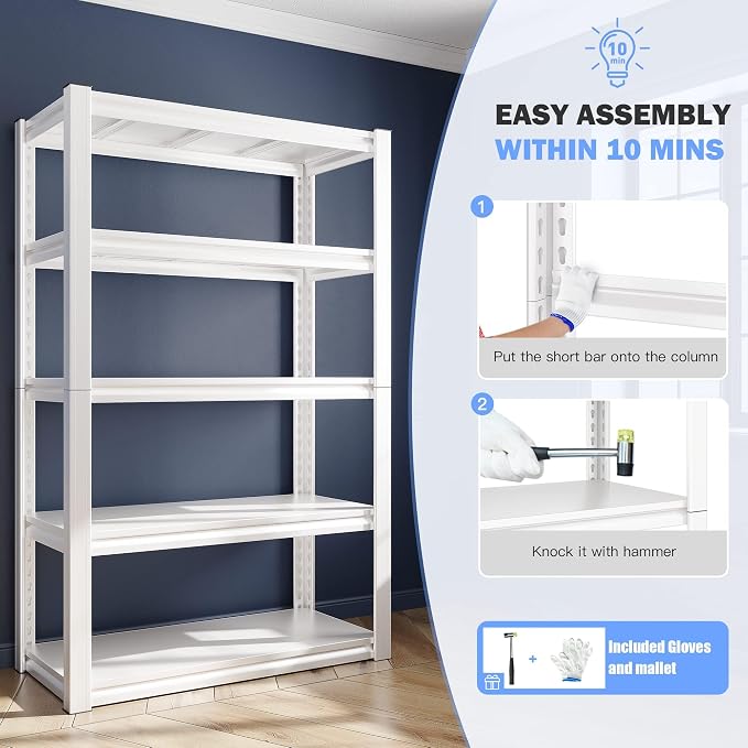 Raybee Garage Shelving Heavy Duty 2000LBS Storage Shelves Heavy Duty Shelving 5 - Image 8