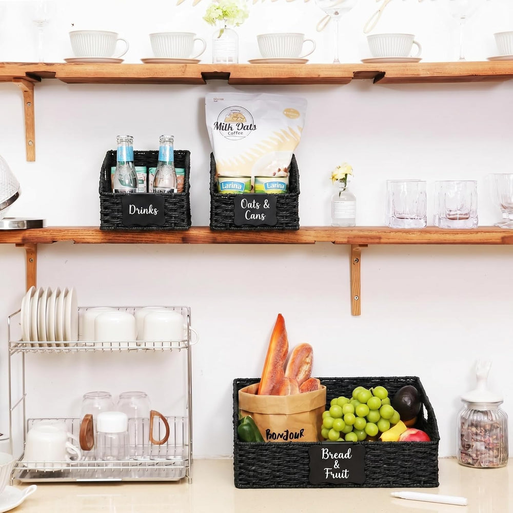 Pantry Baskets for Organizing,Wicker Storage organizers,3Pack,Black