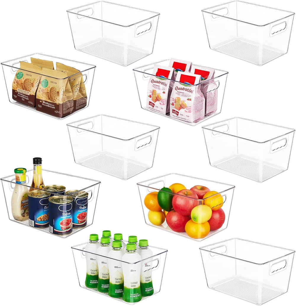 YIHONG Clear Pantry Storage Organizer Bins, 10 Pack Plastic Food Storage Bins
