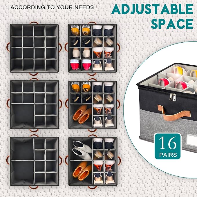 Shoe Organizer for Closet, Foldable Shoe Storage Bins - Image 4
