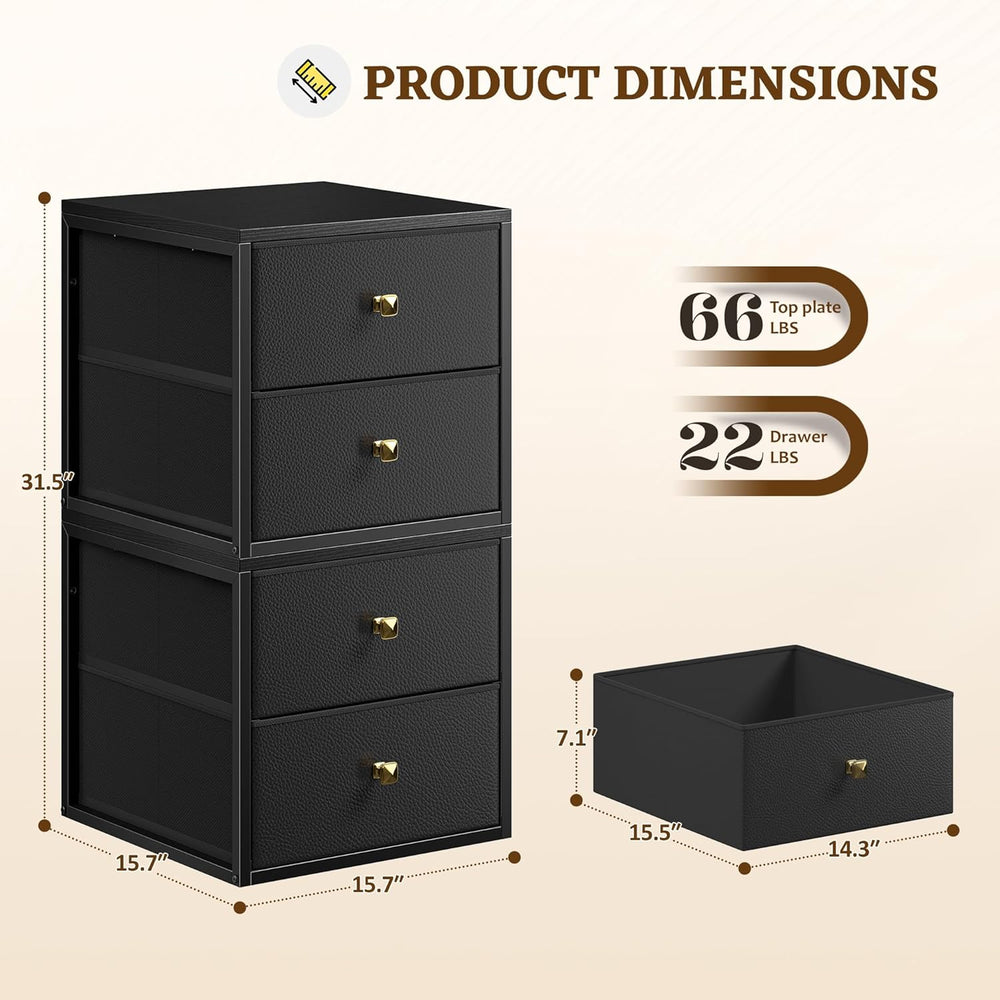 Romorgniz 4-Drawer Stackable Storage Unit, 22LBS/Drawer Closet Organizer