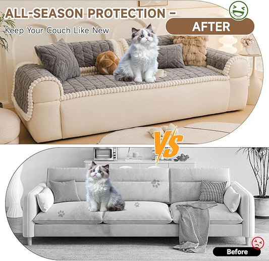 OTOB All Season Couch Cover for Dogs Washable, Non Slip Fuzzy Plush Pet Couch - Image 2