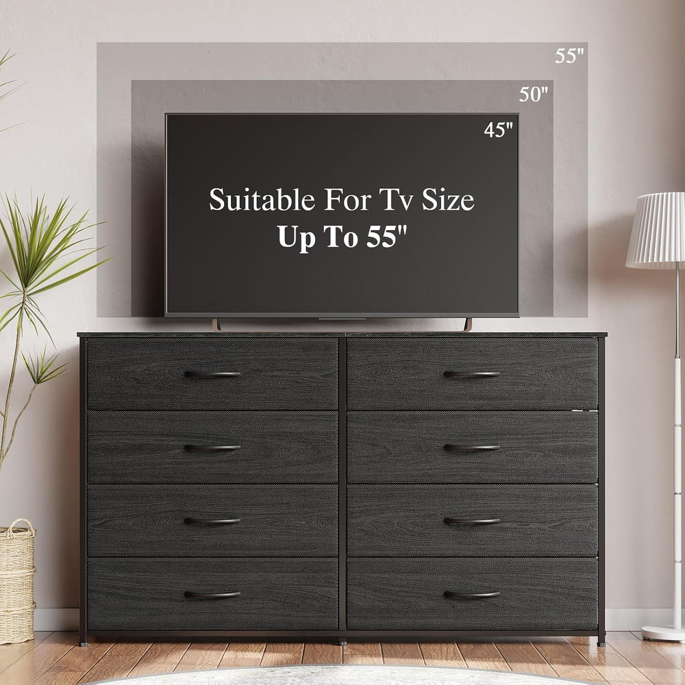 Furnulem Wide Dresser for Bedroom, TV Stand for 55'', 8 Drawer Dorm D...