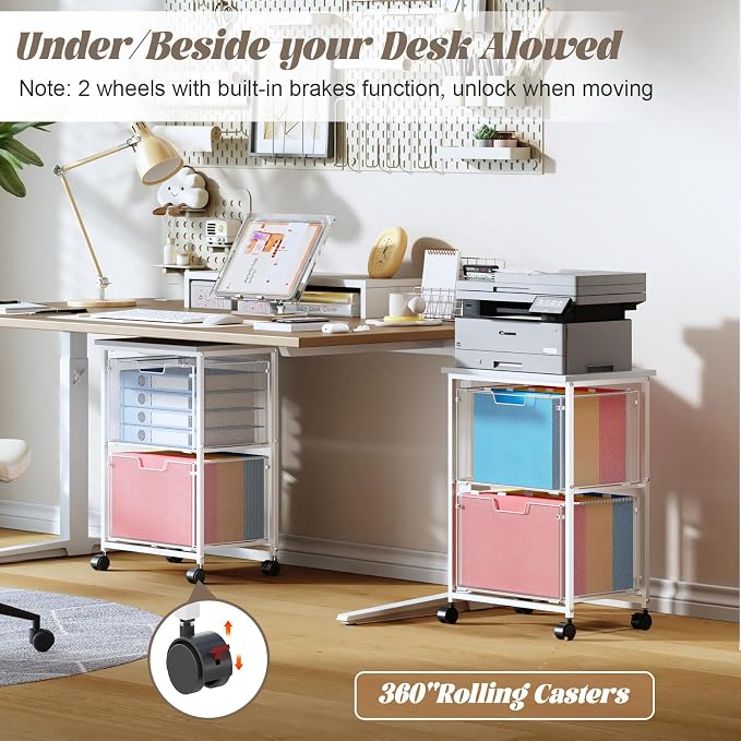 Letter/Legal Rolling File Cabinet, Rolling File Cart - Image 5