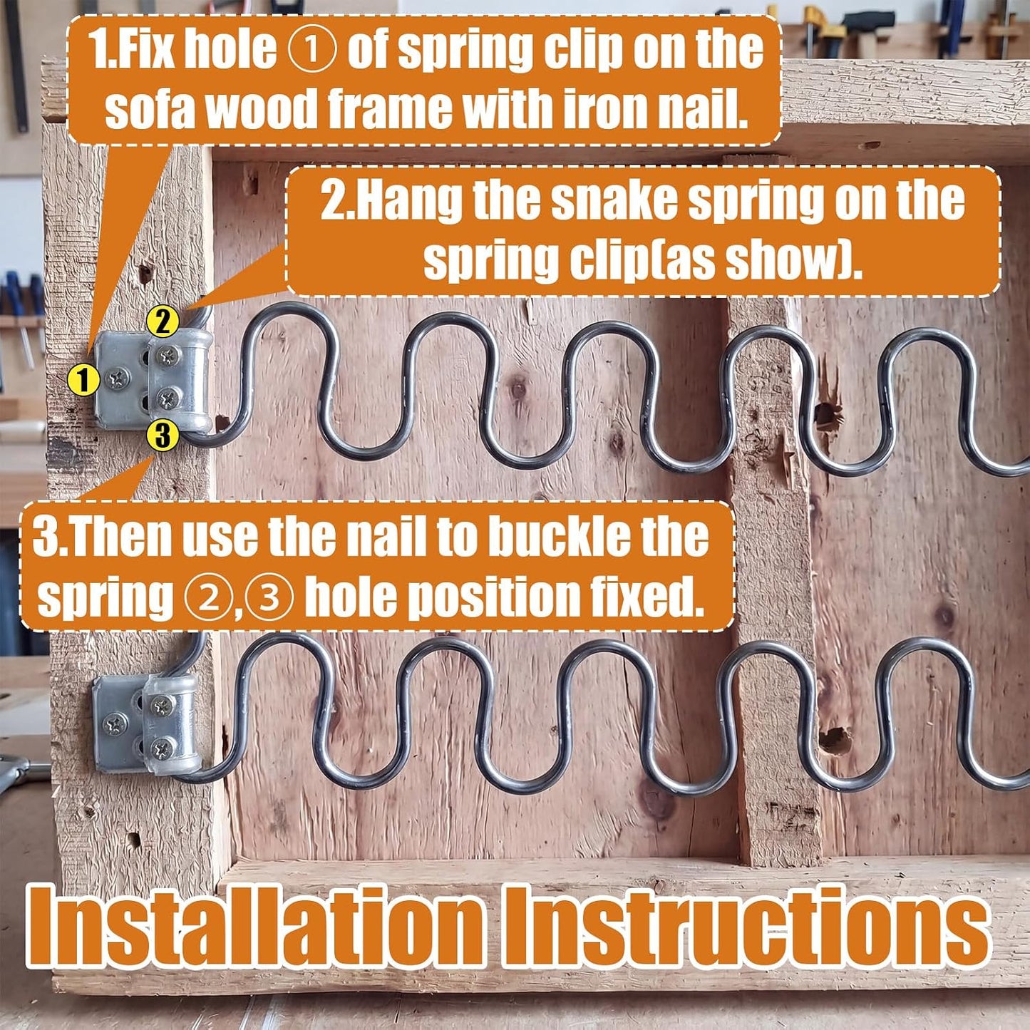 100 Pcs Couch Spring Clips Thick Upholstery Couch Spring Repair Clips for Furniture Sofa Chair Replacement Parts, 5-Hole